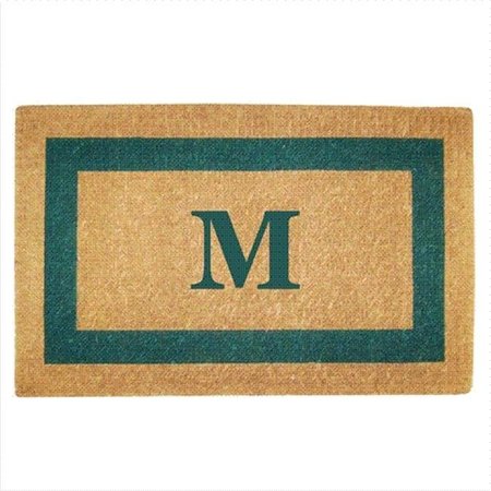 NEDIA HOME Nedia Home 02026M Single Picture - Green Frame 22 x 36 In. Heavy Duty Coir Doormat - Monogrammed M O2026M